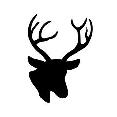 deer head vector illustration  black silhouette
