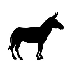 Obraz premium Donkey vector illustration black silhouette