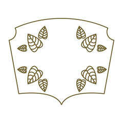 silhouette heraldic decorative frame with leaves vector illustration