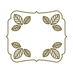 silhouette heraldic decorative frame with leaves vector illustration