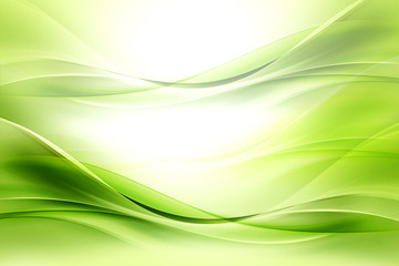 Fototapeta premium Green bright waves art. Blurred effect background. Abstract creative graphic design. Decorative fractal style.