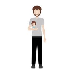 father carrying a baby girl vector illustration