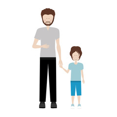 father holding hand a little boy vector illustration