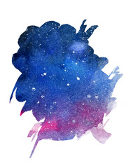 Deep space in the spot. Watercolor illustration