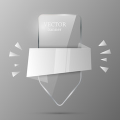 Glass banner template. Vector illustration.