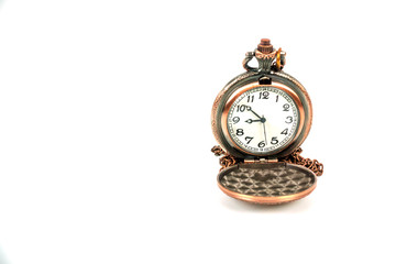 pocket watch on white background