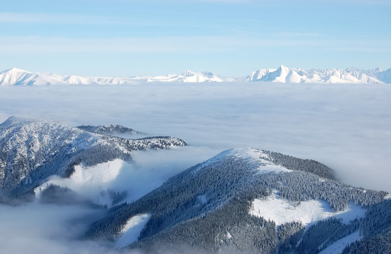 The tops of the Low and High Tatras.