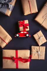 Christmas gift and little toy car