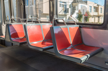 Obraz premium Seats in metro train