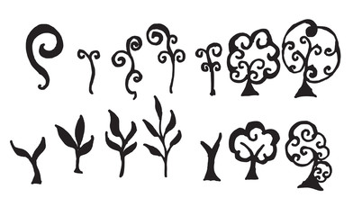 Set of tree doodles vector eps10