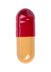 Orange pill on the white background