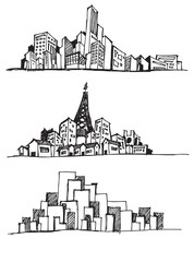 Cityscape Vector Illustration Line Sketched Up eps10