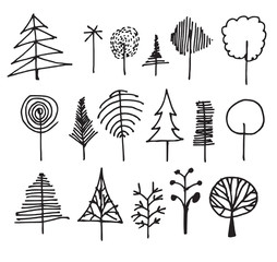 Set of tree doodles vector eps10