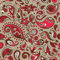 Naklejka premium Vector vivid flower pattern. Seamless botanic texture, detailed illustrations. 