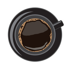 Siyah kahve fincanı &uuml;stten g&ouml;r&uuml;n&uuml;ş&uuml;