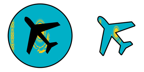Nation flag - Airplane isolated - Kazakhstan