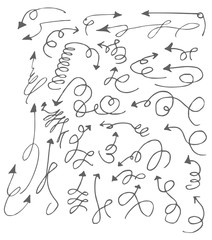 Vector hand drawn arrows set isolated on white