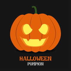 Orange Pumpkin Carved phantom of pumpkin with light in the eyes.