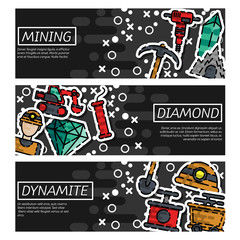 Set of Horizontal Banners about Mining