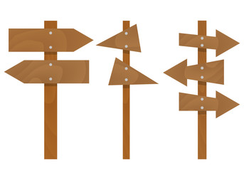 Wooden arrows signs set