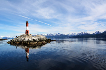 Lighthouse Les eclaireurs in Beagle Channel near Ushuaia