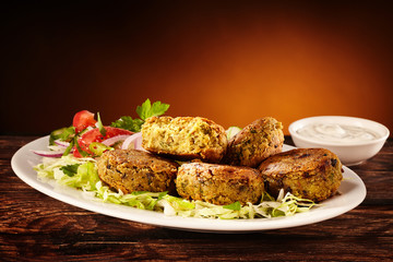 Plate of delicious small chickpea patties
