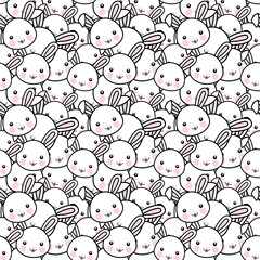 Easter Rabbit Cartoon Face Seamless Pattern
