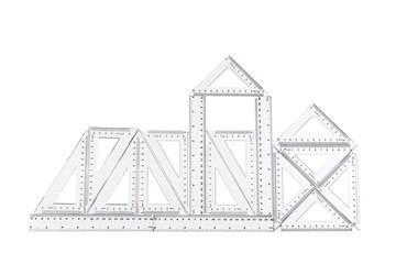 Abstract image of construction made from transparent rulers