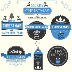 Christmas Labels Blau