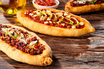 Savory Turkish pide pizza bread