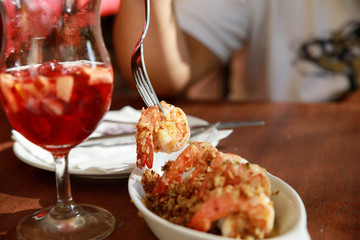 Garlic prawns, gambas al ajillo traditional spanish tapas