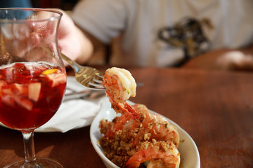 Garlic prawns, gambas al ajillo traditional spanish tapas