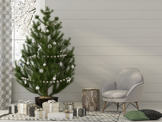 Christmas interior in beige tones