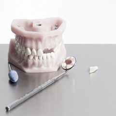 Dental impression with mirror and some teeths