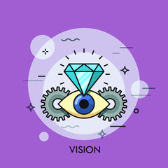 Thin line flat design icon of company vision statement.