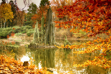Park in Kromlau, Saxony, Germany. Amazing, colorful autumn