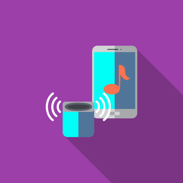Mobile music speaker icon or illustration in flat style
