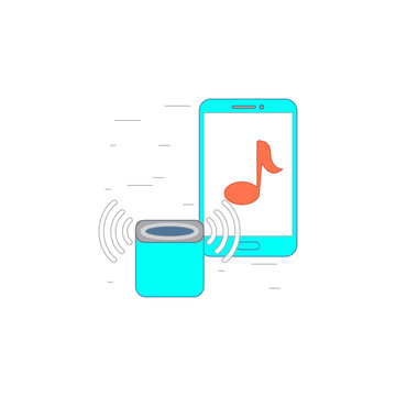 Mobile music speaker icon or illustration in outline style