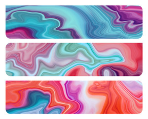 abstract marbled banners set, decorative agate textures, marbling background, creative painted tags