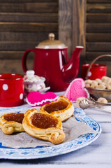 Homemade buns with jam