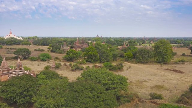 Panorama landscape with Temples in Bagan, Myanmar (Burma) 4k
