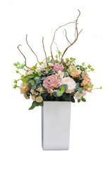 bouquet of flowers in a square vase