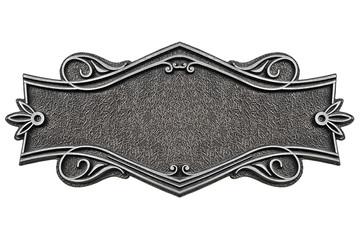 Vintage cast metal plate isolated on white background