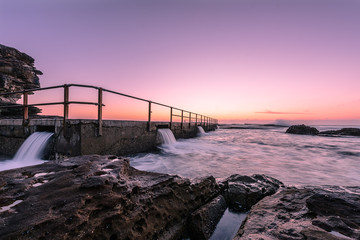 Sunrise on the Rock pool at North Curl Curl Beach, Sydney, Australia