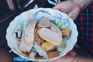 Asia food noodle and bread in Cambodia 
