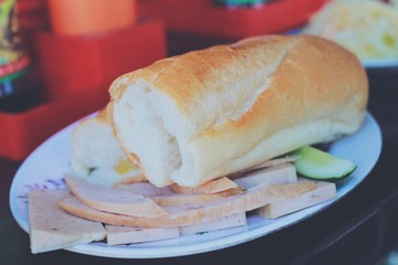 Asia food noodle and bread in Cambodia 
