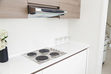 Induction cooktop stove in modern pantry