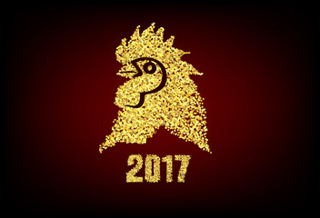 Happy new year 2017 with gold background