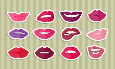 Set of Lips with Expression Emotions