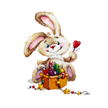 xmas bunny with presents